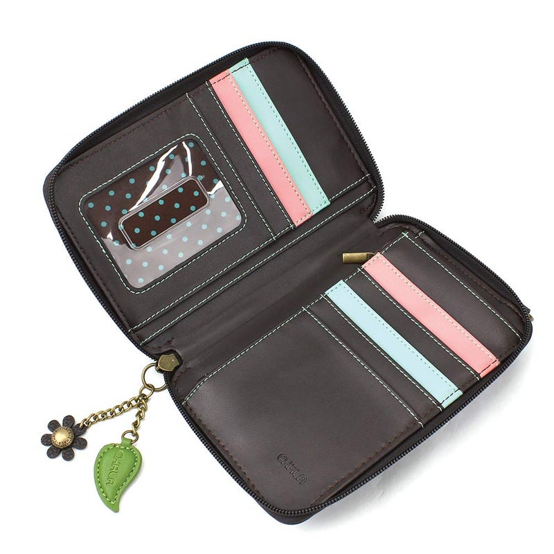 CHALA Wallet Crossbody Cell Phone Purse - Women Faux Leather Multicolor Handbag with Adjustable Strap - Red Rose - black - Image 4